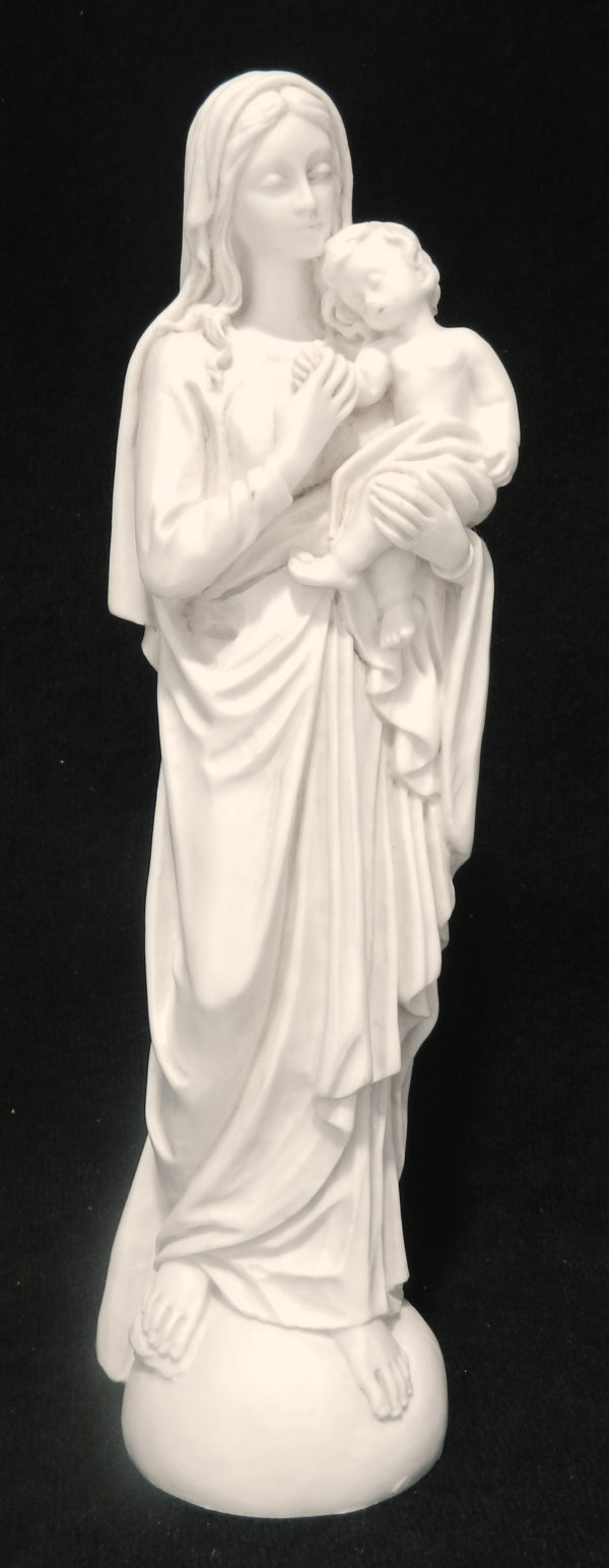 Vierge à l'enfant résine ton ivoire 20cm