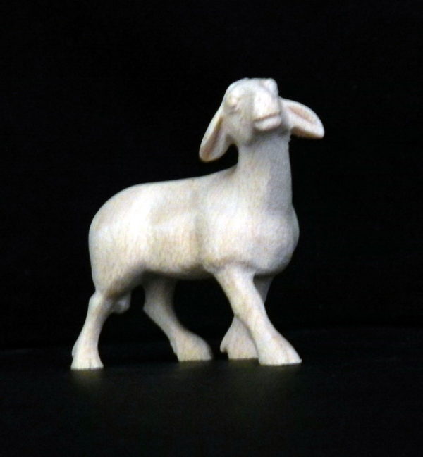 Mouton debout tête dressée 9cm bois naturel