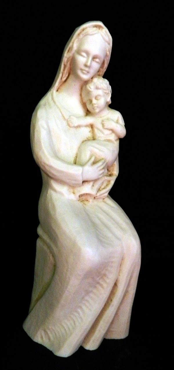 Vierge ASSISE résine TON IVOIRE 19cm