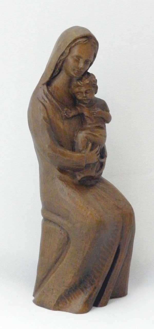 Vierge ASSISE résine TON BOIS 19cm