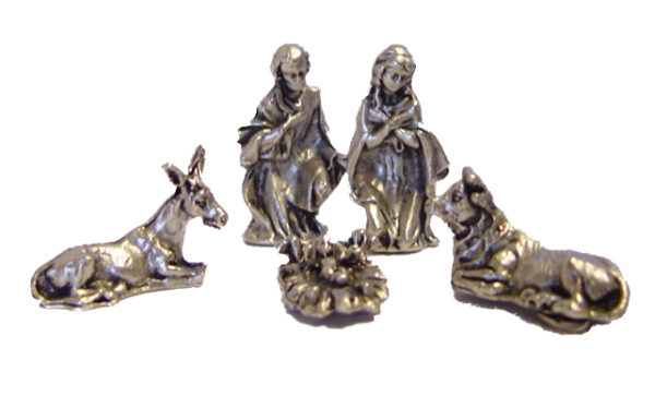 Sujets 5 pièces Crèche 2,5cm en Métal Argenté