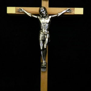 Crucifix OLIVIER 16,5cm- Christ métal argenté