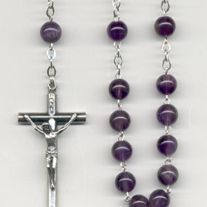 Chapelet  AMETHYSTE et ARGENT 925-  6mm + BOITE