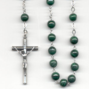 Chapelet MALACHITE et ARGENT 925- 6mm + BOITE