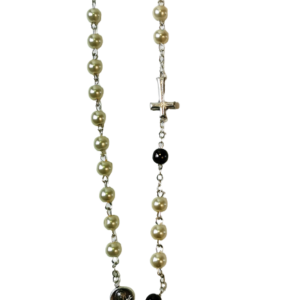 Chapelet PERPETUEL 6mm imitation perle chaine argentée-COEUR THERESE
