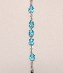 Chapelet semi-cristal chaine ARGENTEE+ FERMOIR- grain 6mm- TURQUOISE