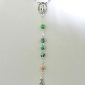 Chapelet MULTICOLORE FIMO 6mm chaine argentée