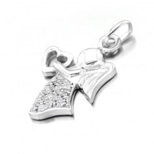 Pendentif en Argent 925 - ANGE COEUR 20mm