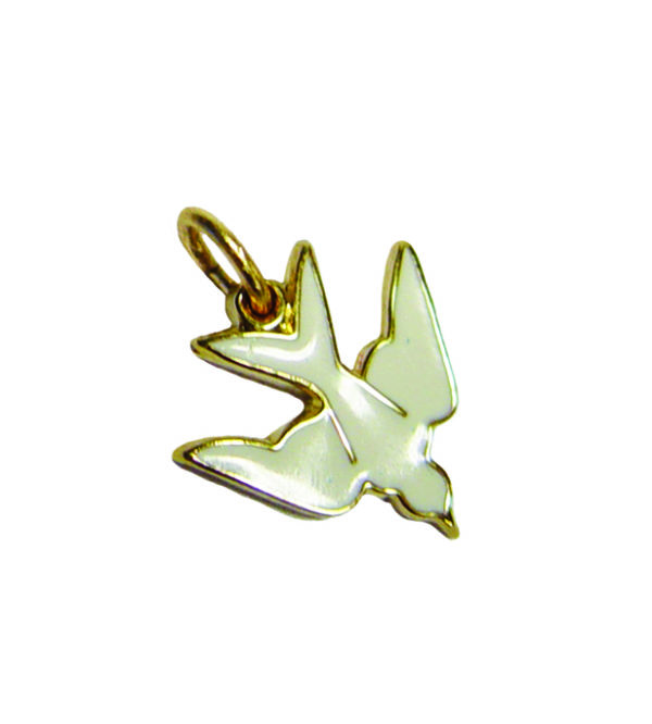 Pendentif Colombe Doré avec Email 14mm