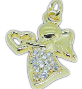 Pendentif en Plaqué Or - ANGE COEUR 20mm