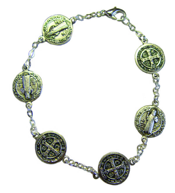 Bracelet Dizainier Perles St Benoît D9X3mm en Métal Argenté