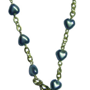 Bracelet Dizainier Perles Sur Chaîne Argentée - COEUR BLEU