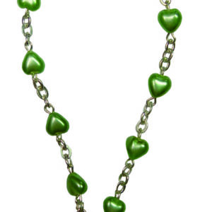 Bracelet Dizainier Perles Sur Chaîne Argentée COEUR VERT