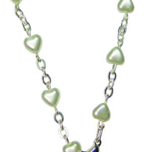 Bracelet Dizainier Perles Sur Chaîne Argentée COEUR BLANC