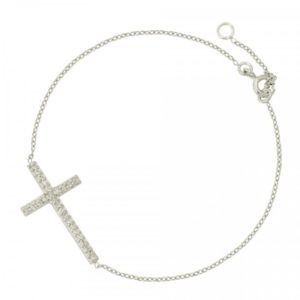 Bracelet en Argent 925 - CROIX STRASS 25MM