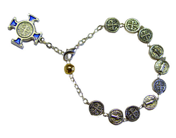 Bracelet Dizainier Perles St Benoît D9X3mm en Métal Argenté