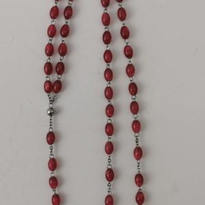 Chapelet Perles Acrylique 8mm Sur Chaine en Acier +Fermoir - ROUGE