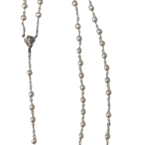 Chapelet avec Perles en Nacre sur Chaîne en Argent 925 - BLANC 6mm