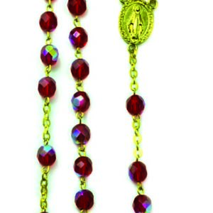 Chapelet Perles Cristal Sur Chaine Dorée - ROUGE
