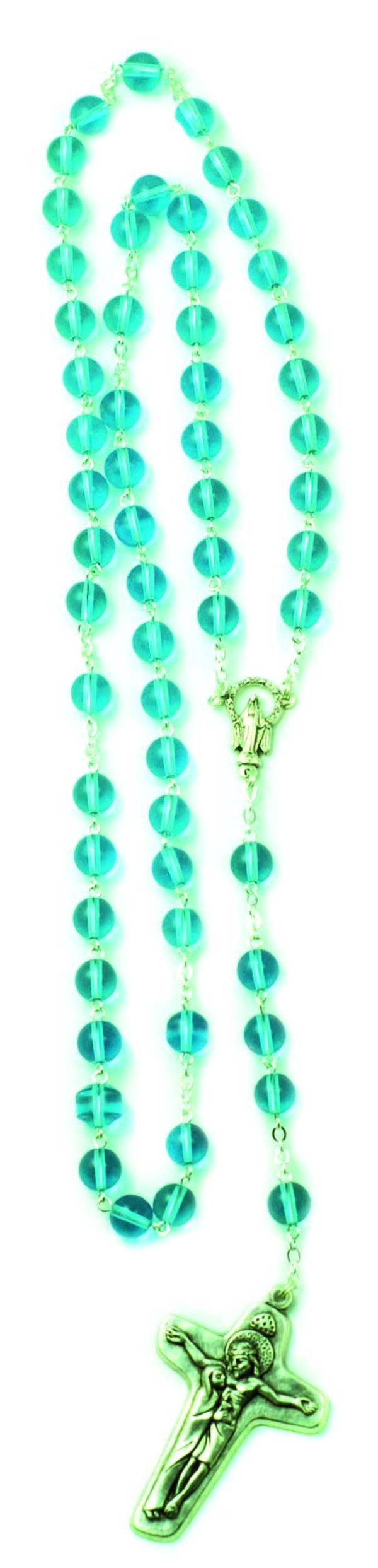 Chapelet Perles en Verre sur Chaine Argentée - BLEU