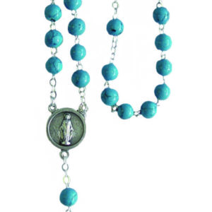 Chapelet pierre véritable 6mm Sur Chaine Argentée - TURQUOISE