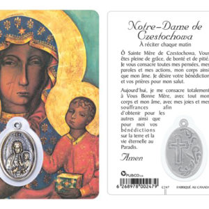 Carte-prière avec insertion NOTRE DAME DE CZESTOCHOWA