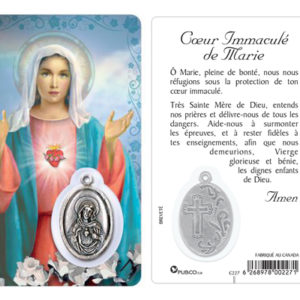 Carte-prière avec insertion COEUR IMMACULÉ DE MARIE