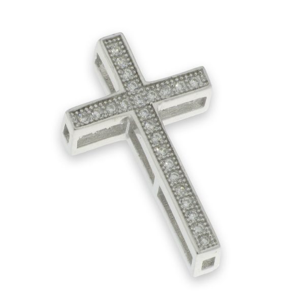 Croix pendentif en Argent 925 et Zirconiums- 2,3x1,3cm