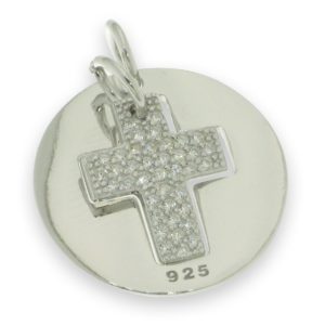Médaille avec croix découpée en Argent 925 diam.20mm