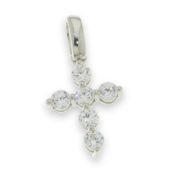 Croix pendentif en Argent 925 + Zirconiums- 1,5x1cm