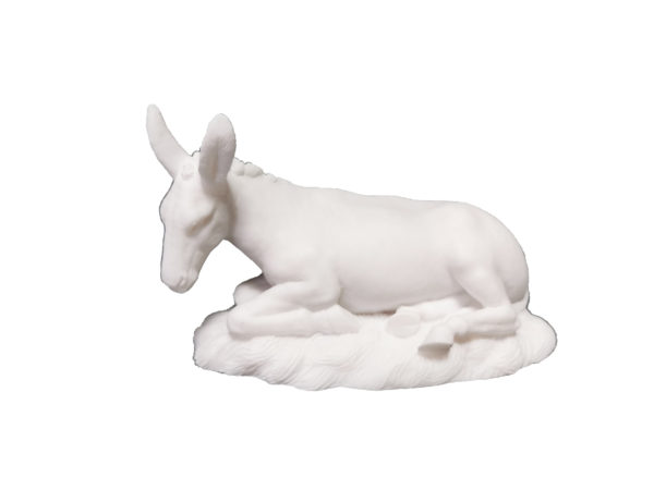 Ane en Albâtre pour crèche 20cm- Blanc