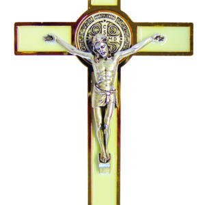 Croix de Saint Benoît en Métal avec Email 19cm - LUMINEUX