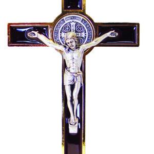 Croix de Saint Benoît en Métal avec Email 19cm - MARRON
