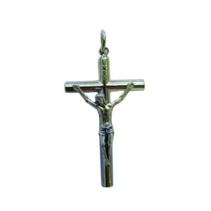 Croix 37mm en Métal Argenté Avec Christ