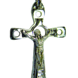 Croix Christ en Métal Argenté Percée 40mm
