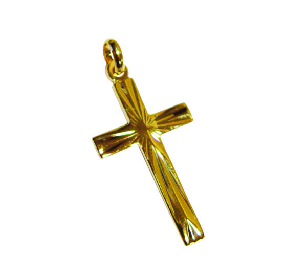 Croix en Plaqué Or 25mm - DIAMANTÉE