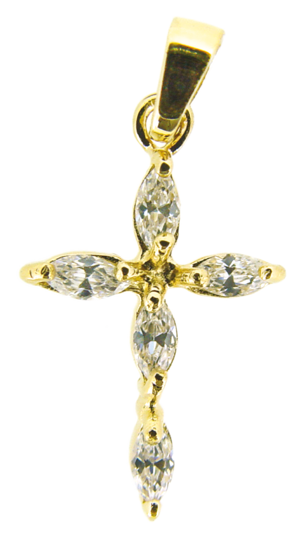 Croix en Plaqué Or 12x17mm avec Oxyde de Zirconium