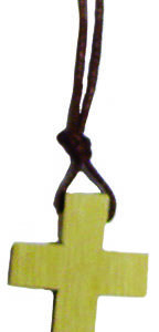 Croix en Bois 3,5cm avec Lacet - BLANC