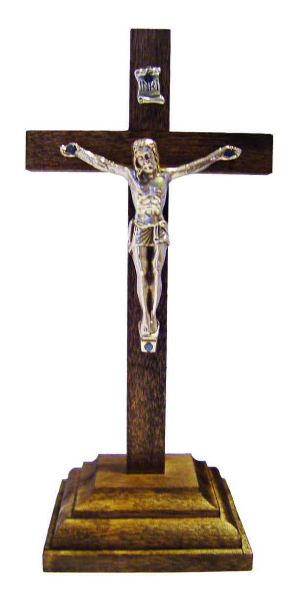 Crucifix en Bois 17cm et Christ en Métal Bronzé