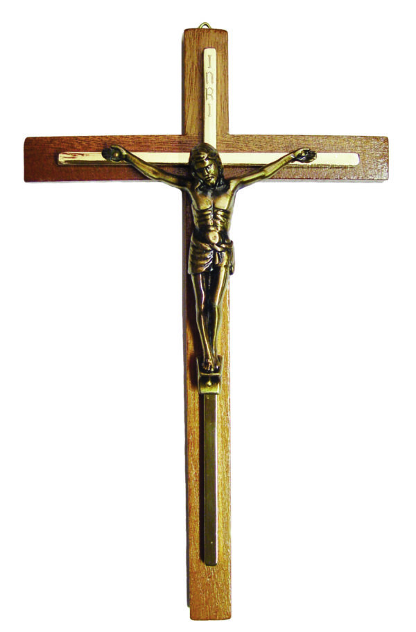 Crucifix en Bois 23cm et Christ en Métal Bronzé