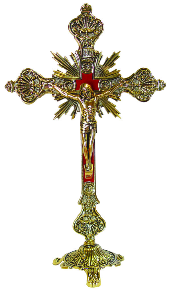 Crucifix 34cm en Laiton sur Pied