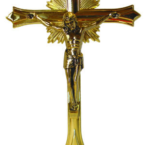Crucifix 21cm en Laiton sur Pied avec Rayons