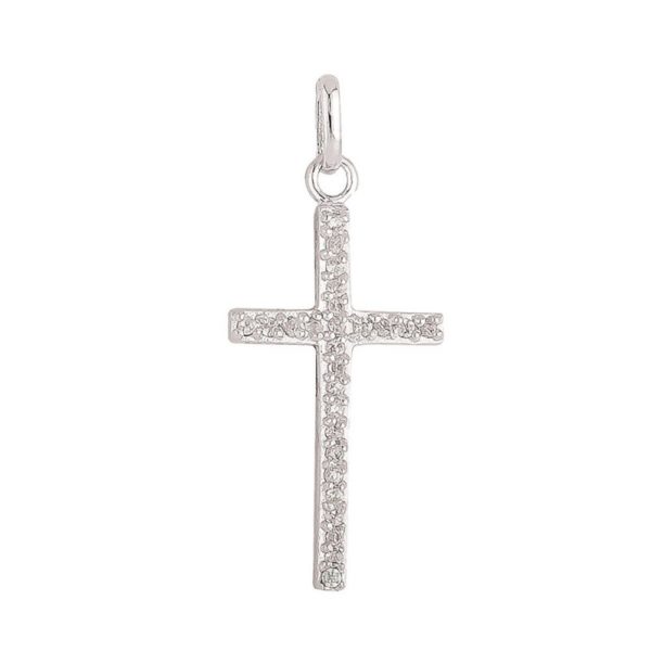 Croix en Argent 925 25mm + Strass en Oxyde de Zirconium