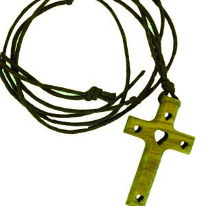 Croix en Bois Coeurs Découpés + Lacet