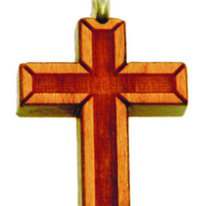 Croix en Bois d'Erable Vernis 2,5cm avec Cordon - 2 TONS