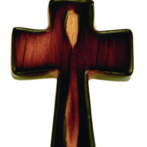 Croix en Bois d'Erable Vernis 3,5cm avec Cordon - CARAMEL