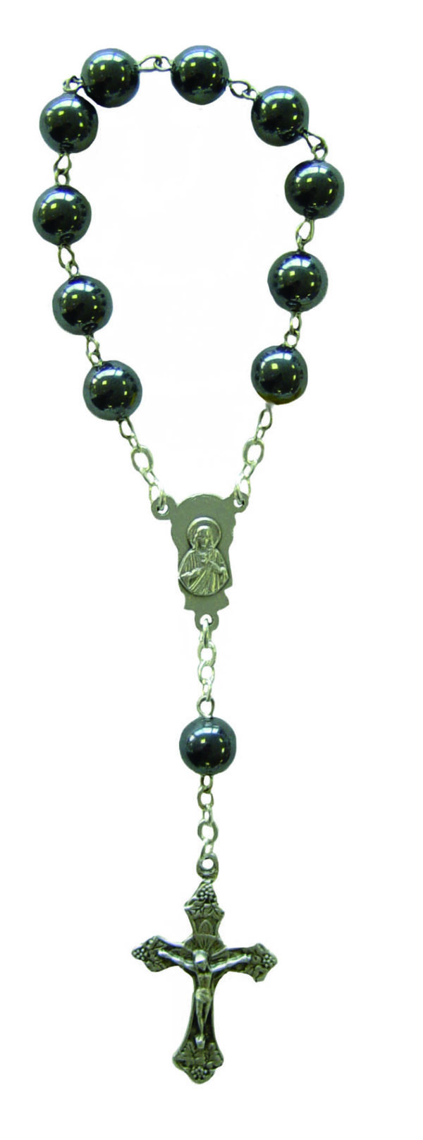 Dizainier Perles en Hématite sur Chaîne Argentée