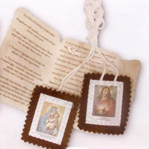 Scapulaire 5x4,5cm - suédine marron ND du MONT CARMEL/SC JESUS