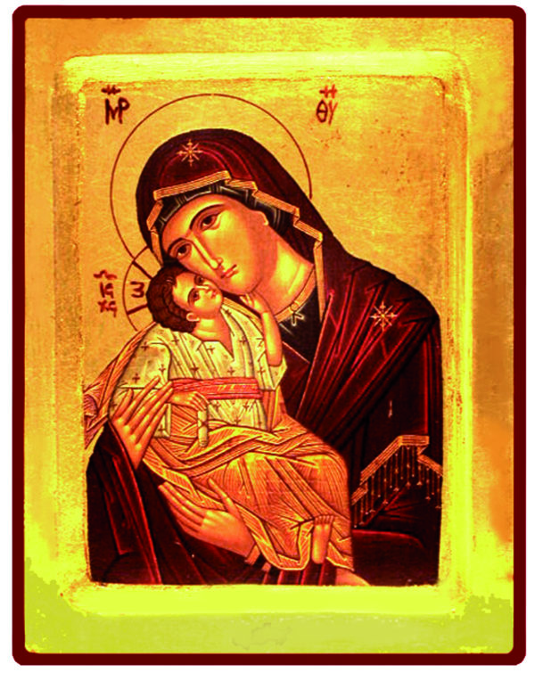 Icône dorée incurvée 18*23cm - VIERGE TENDRESSE