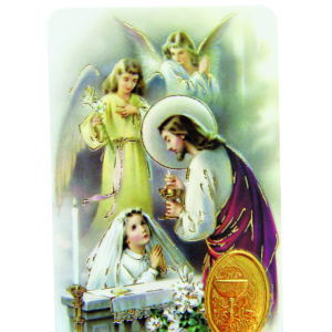 Carte Plastifiée + Poinçon + Prière 55x85cm - COMMUNION FILLE ANGLAIS